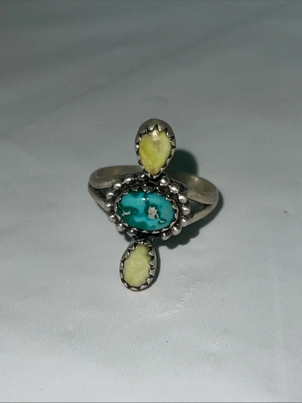 Sterling Silver Whitewater Turquoise and Palomino Stone Women’s Ring